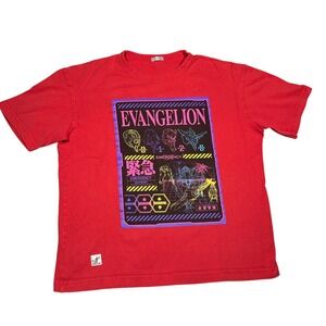 GU Neon Genesis Evangelion Graphic T-Shirt Red Mens Medium Anime Khara EVA Unit